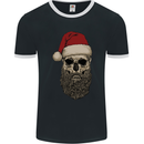 Santa Skull Gothic Heavy Metal Christmas Mens Ringer T-Shirt FotL Black/White