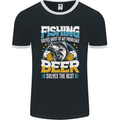 Fishing & Beer Funny Fisherman Alcohol Mens Ringer T-Shirt FotL Black/White