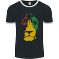 Jamaica Lion Reggae Music Jamaican Mens Ringer T-Shirt FotL Black/White