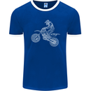 Motocross Line Drawing Dirt Bike MotoX Mens Ringer T-Shirt FotL Royal Blue/White