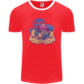 Magic Mushroom Hands Mycology Trippy Mens Ringer T-Shirt FotL Red/White