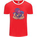 Magic Mushroom Hands Mycology Trippy Mens Ringer T-Shirt FotL Red/White