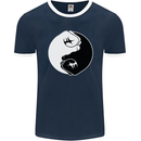 Taekwondo Fighter Mixed Martial Arts MMA Mens Ringer T-Shirt FotL Navy Blue/White