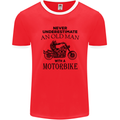 Old Man Motorbike Biker Motorcycle Funny Mens Ringer T-Shirt FotL Red/White