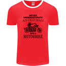 Old Man Motorbike Biker Motorcycle Funny Mens Ringer T-Shirt FotL Red/White