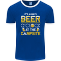 Camping Funny Alcohol Beer Campsite Mens Ringer T-Shirt FotL Royal Blue/White