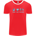 Peace Love Dolphins Mens Ringer T-Shirt Red/White