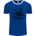 I Jump out of Good Airplanes Para Skydiving Mens Ringer T-Shirt FotL Royal Blue/White