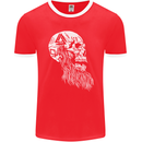 Viking Skull With Beard and Valknut Symbol Mens Ringer T-Shirt FotL Red/White