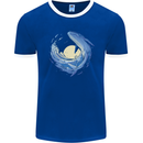 Ocean Whale & Octopus Mens Ringer T-Shirt FotL Royal Blue/White