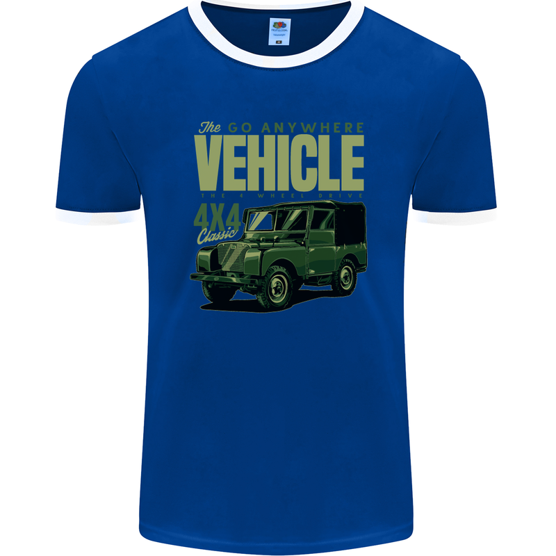 The Go Anywhere Vehicle 4X4 Off Roading Mens Ringer T-Shirt FotL Royal Blue/White