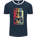 79th Birthday 79 Year Old Level Up Gamming Mens Ringer T-Shirt FotL Navy Blue/White
