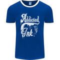 Addicted Ink Tattoo Tattooist Biker Art Mens Ringer T-Shirt FotL Royal Blue/White