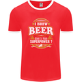 I Brew Beer What's Your Superpower? Alcohol Mens Ringer T-Shirt FotL Red/White