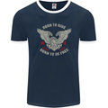 Born to Ride Biker Motorcycle Motorbike Mens Ringer T-Shirt FotL Navy Blue/White