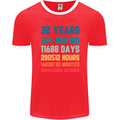 32nd Birthday 32 Year Old Mens Ringer T-Shirt FotL Red/White