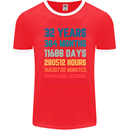 32nd Birthday 32 Year Old Mens Ringer T-Shirt FotL Red/White