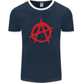 Anarchist Anarchism Logo Symbol Activist Mens Ringer T-Shirt FotL Navy Blue/White