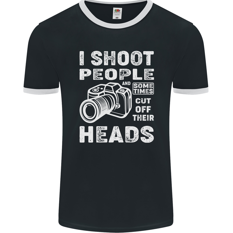 Photography I Shoot People Photographer Mens Ringer T-Shirt FotL Black/White