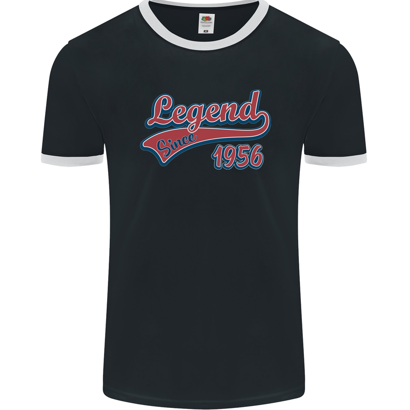 Legend Since 67th Birthday 1956 Mens Ringer T-Shirt FotL Black/White