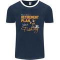 Retirement Plan Fishing Funny Fisherman Mens Ringer T-Shirt FotL Navy Blue/White