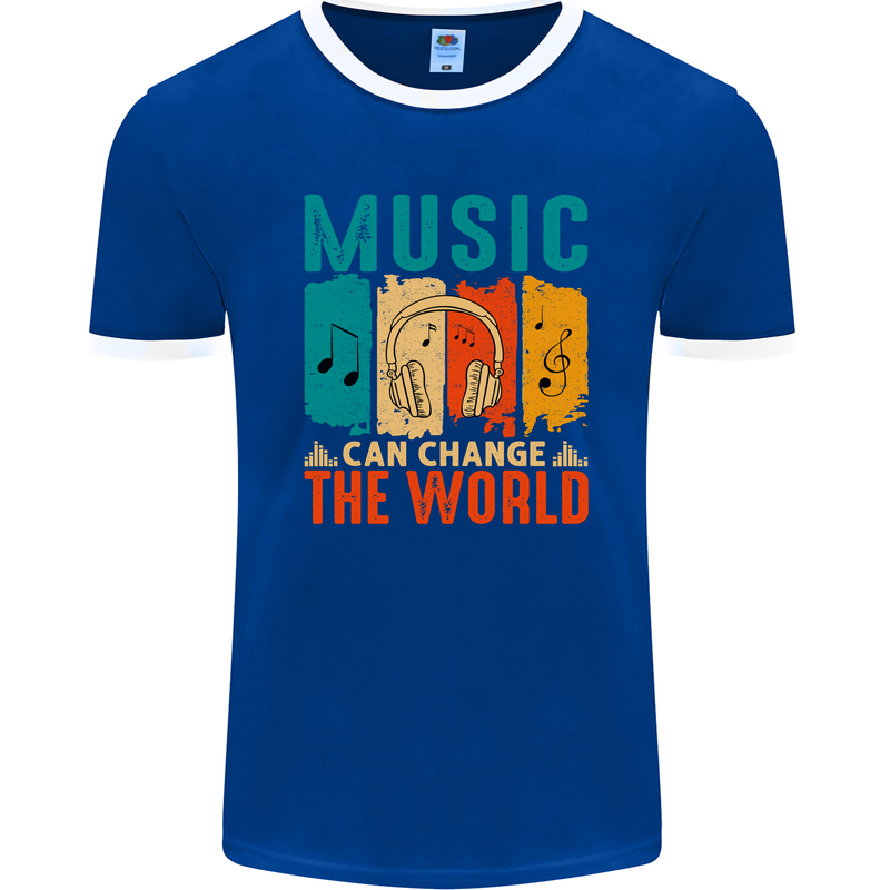 Music Can Change the World Mens Ringer T-Shirt FotL Royal Blue/White