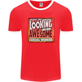 You're Looking at an Awesome Social Worker Mens Ringer T-Shirt FotL Red/White