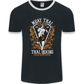 Muay Thai Fighter Warrior MMA Martial Arts Mens Ringer T-Shirt FotL Black/White