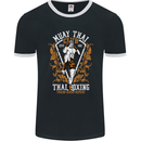 Muay Thai Fighter Warrior MMA Martial Arts Mens Ringer T-Shirt FotL Black/White