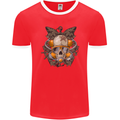 Scuba Diving Skull Diver Dive Mens Ringer T-Shirt FotL Red/White