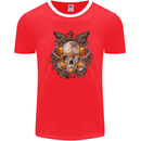 Scuba Diving Skull Diver Dive Mens Ringer T-Shirt FotL Red/White