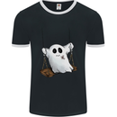 A Ghost on a Swing Halloween Funny Spirit Mens Ringer T-Shirt FotL Black/White