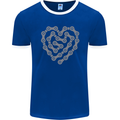 Bike Heart Chain Cycling Biker Motorcycle Mens Ringer T-Shirt FotL Royal Blue/White