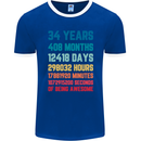 34th Birthday 34 Year Old Mens Ringer T-Shirt FotL Royal Blue/White
