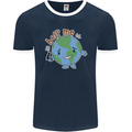 Environment Help Me Climate Change Mens Ringer T-Shirt FotL Navy Blue/White
