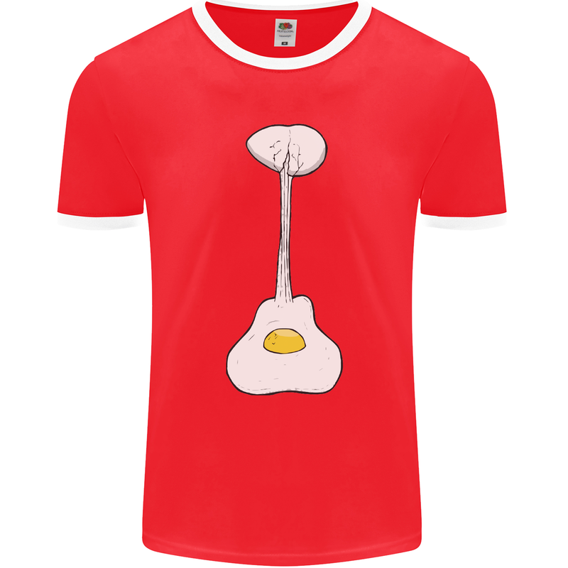 Funny Egg Guitar Acoustic Electric Bass Mens Ringer T-Shirt FotL Red/White