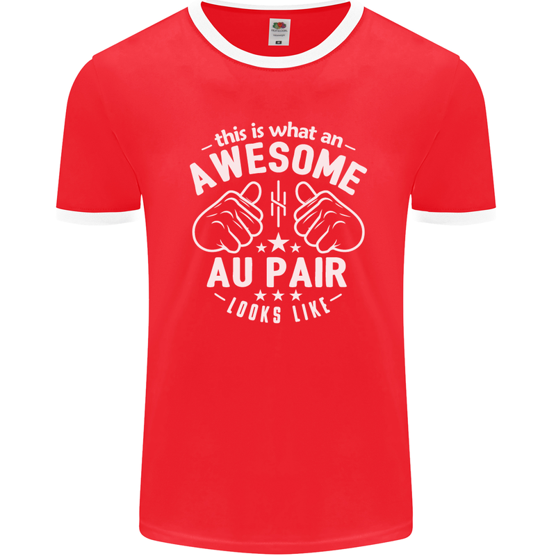 This Is What an Awesome Au Pair Looks Like Mens Ringer T-Shirt FotL Red/White