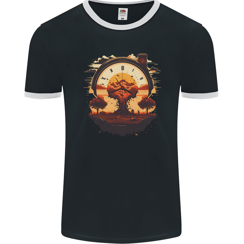 Apocalyptic Time Bomb Climate Change Gothic Mens Ringer T-Shirt FotL Black/White