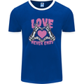 Love Never Ends Gothic Valentine's Day Mens Ringer T-Shirt FotL Royal Blue/White