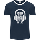 Music Is My Escape From B/S in Life Dance Mens Ringer T-Shirt FotL Navy Blue/White