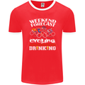 Weekend Forecast Cycling Cyclist Funny Mens Ringer T-Shirt FotL Red/White