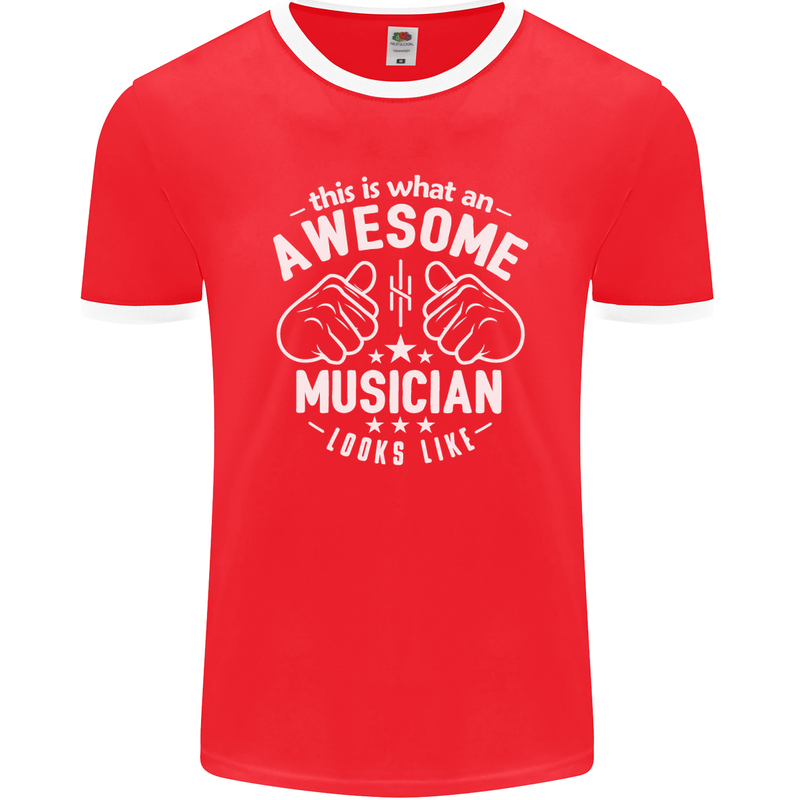 This Is What an Awesome Musician Looks Like Mens Ringer T-Shirt FotL Red/White