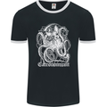 Catronomicon Devil Octopus Cat Mythology Mens Ringer T-Shirt FotL Black/White