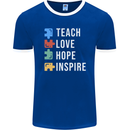 Teach Love Hope Inspire Teaching Teacher Mens Ringer T-Shirt FotL Royal Blue/White
