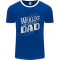 Worlds Okayest Dad Funny Fathers Day Mens Ringer T-Shirt FotL Royal Blue/White