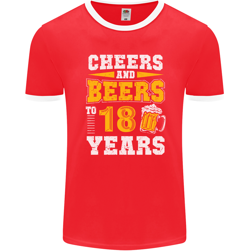 18th Birthday 18 Year Old Funny Alcohol Mens Ringer T-Shirt FotL Red/White