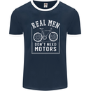 Cycling Real Men Don't Need Motors Bike Mens Ringer T-Shirt FotL Navy Blue/White