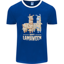 Happy Lamaween Funny Lama Halloween Mens Ringer T-Shirt FotL Royal Blue/White
