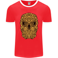 Ethnic Skull Gothic Tribal Demon Mens Ringer T-Shirt FotL Red/White