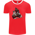 Scooter Skull MOD Moped Motorcycle Biker Mens Ringer T-Shirt FotL Red/White